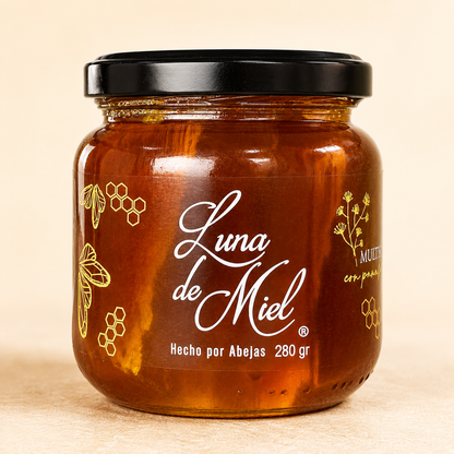 miel con panal de abejas