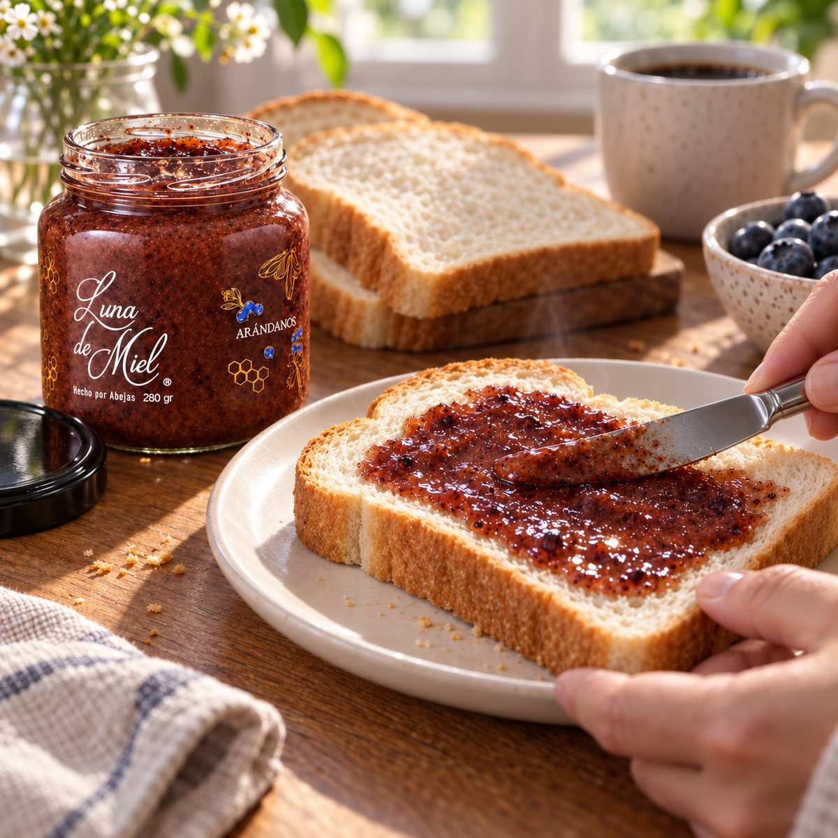 Miel Cremada con arándanos